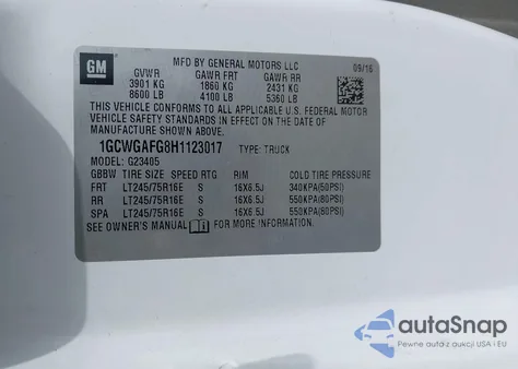 2017 Chevrolet Express 2500 Work Van from USA, damaged, VIN 1GCWGAFG8H1123017